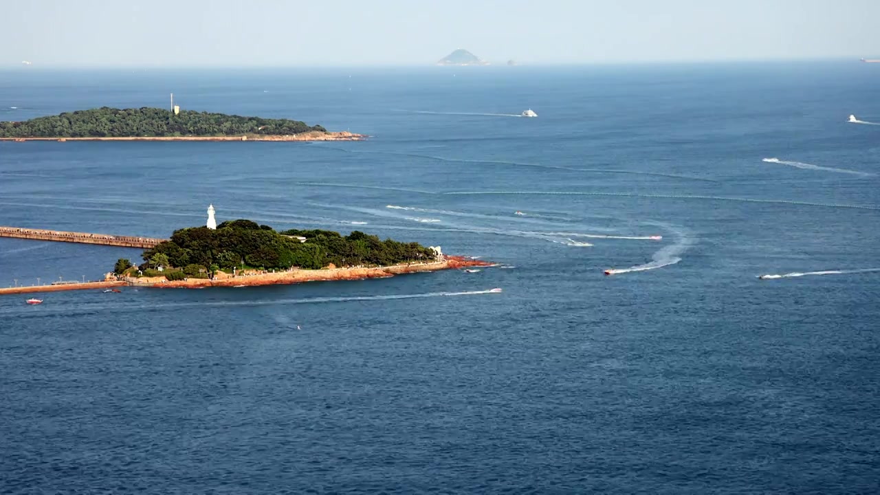 青岛前海湾老城区城市天际线视频下载