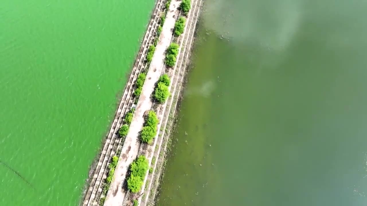 吉林松花湖夏季自然风光山水风景航拍视频素材