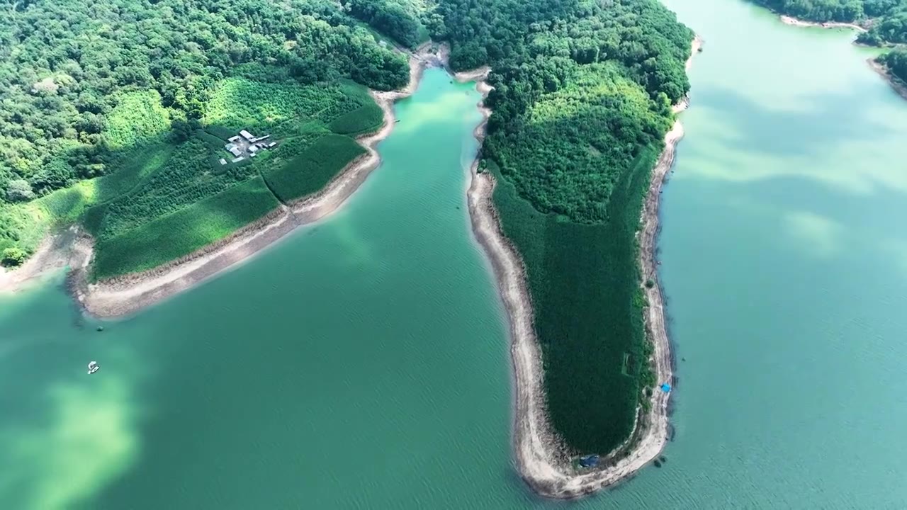 吉林松花湖夏季自然风光山水风景航拍视频素材