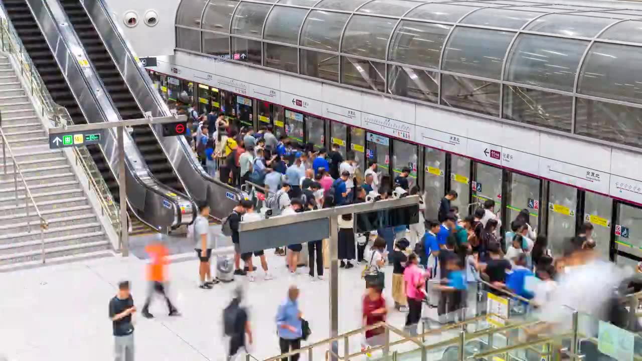 深圳地铁站人流延时视频素材