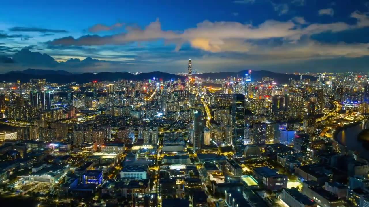 河套深港科技合作区夜景航拍延时视频下载