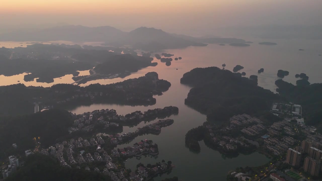 千岛湖日出晨曦航拍视频素材