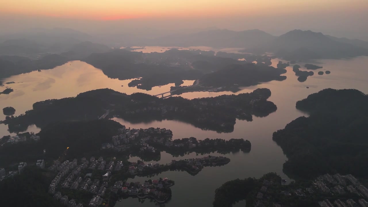 千岛湖日出晨曦航拍视频素材