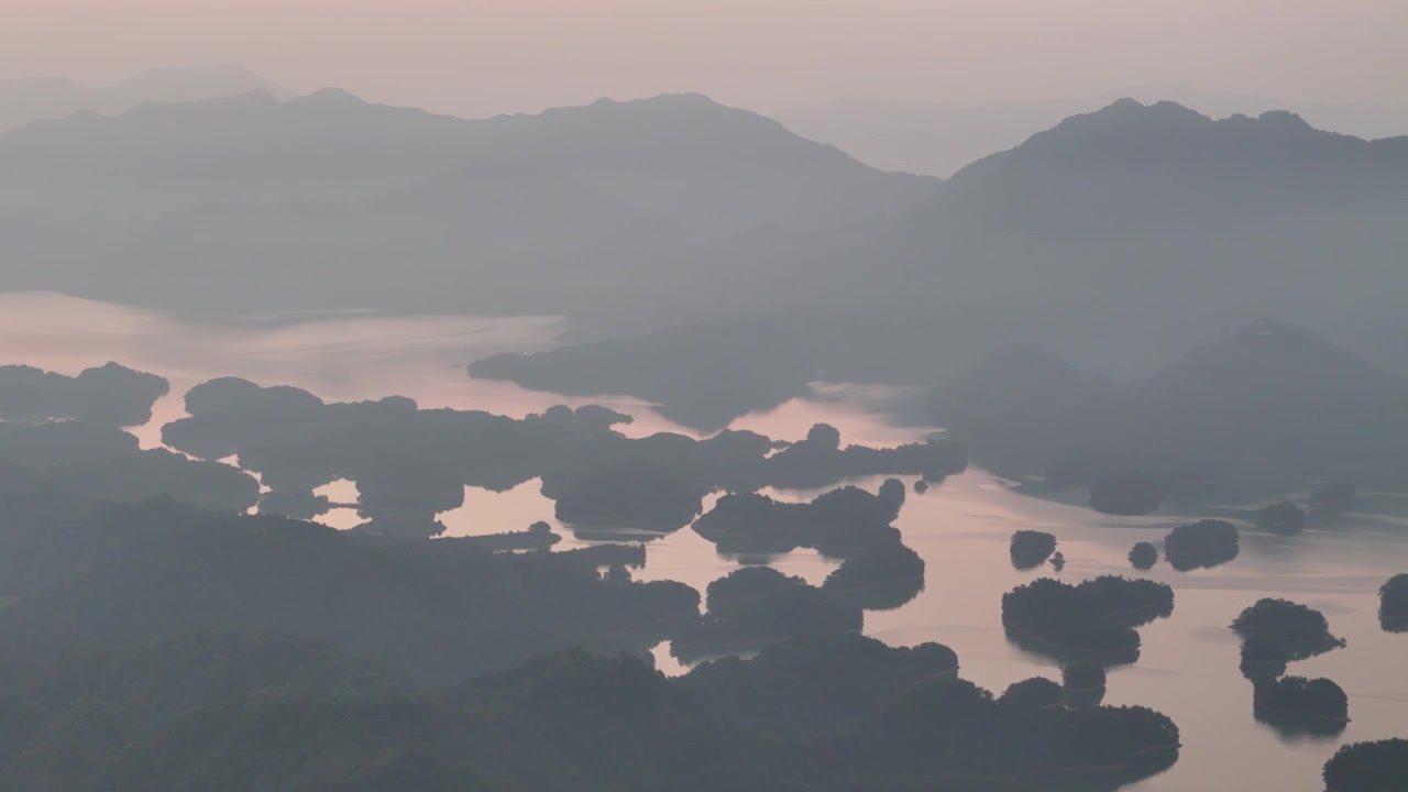 千岛湖日出晨曦航拍视频素材