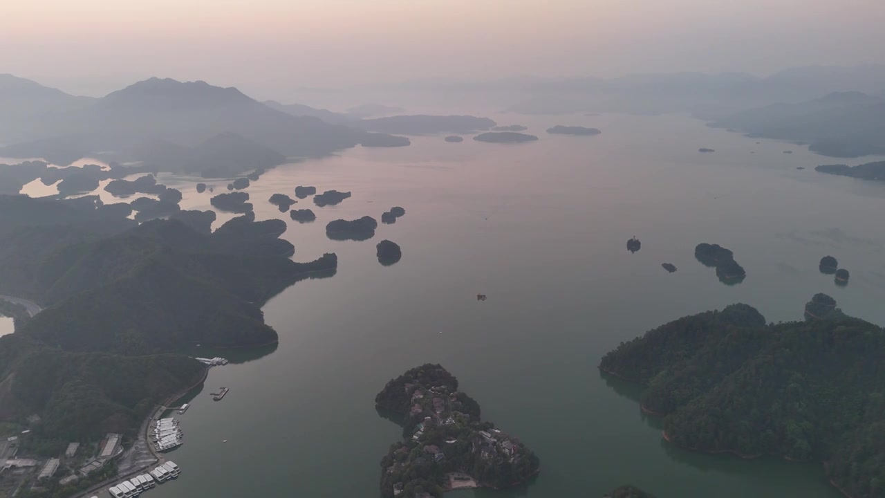 千岛湖日出晨曦航拍视频素材