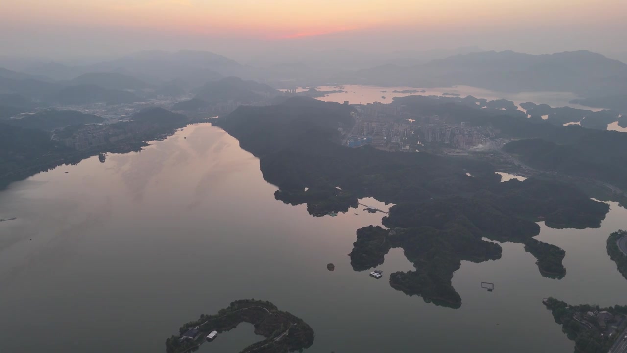 千岛湖日出晨曦航拍视频素材