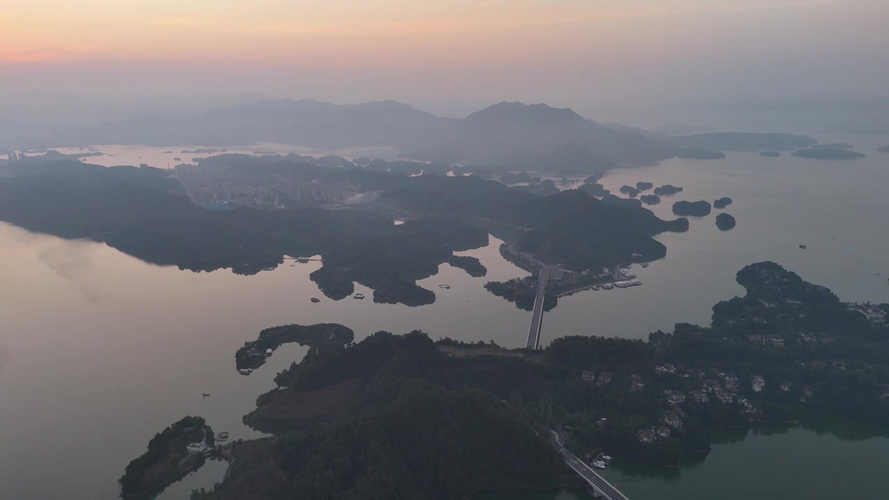 千岛湖日出晨曦航拍视频素材