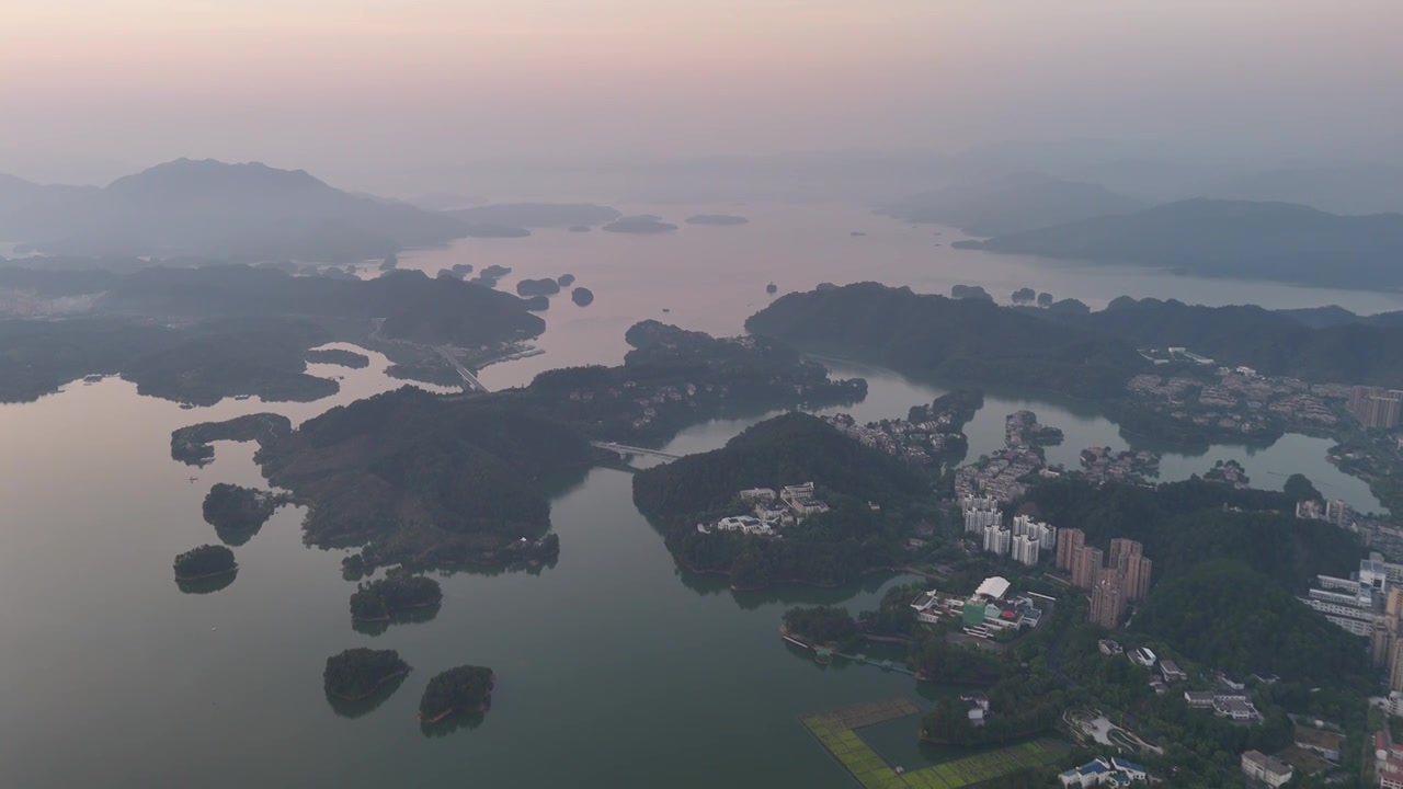 千岛湖日出晨曦航拍视频素材