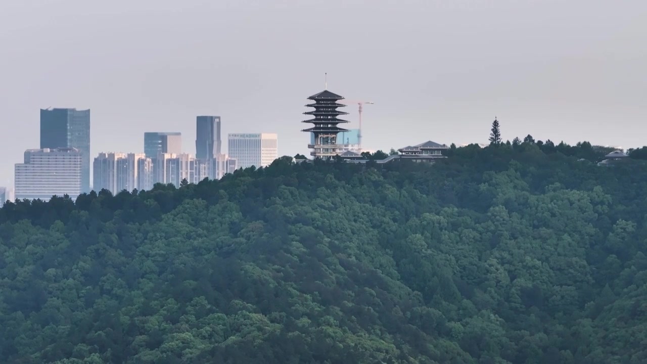 杭州临平区东来阁航拍视频素材