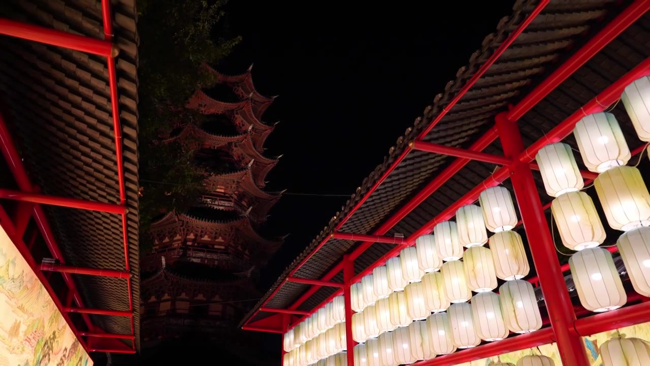 苏州盘门景区，瑞光塔夜景视频素材