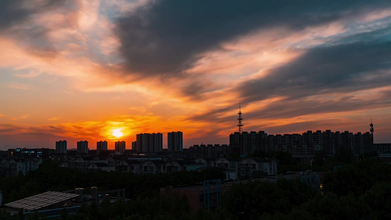 北京夏天黄昏时刻的日落延时视频素材