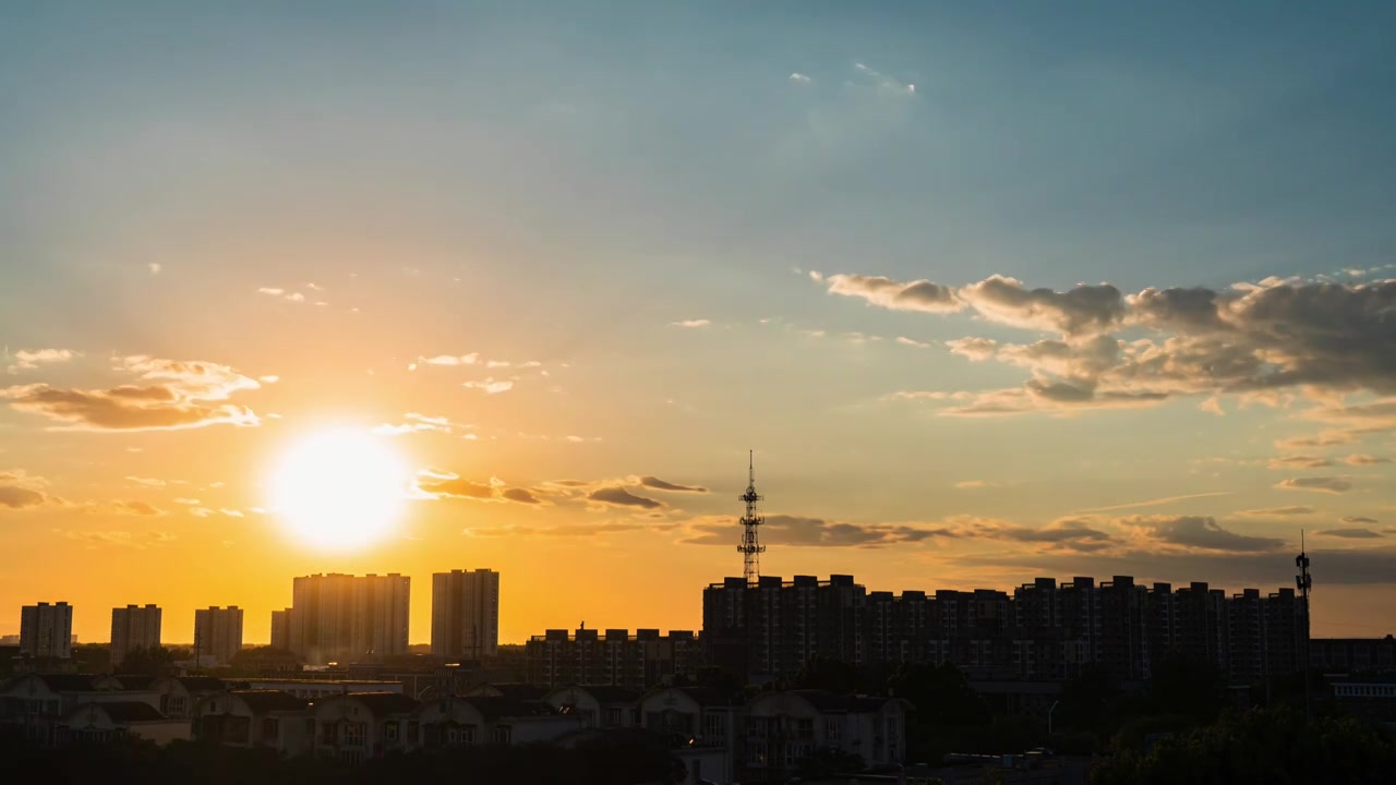 北京夏天黄昏时刻的日落延时视频素材