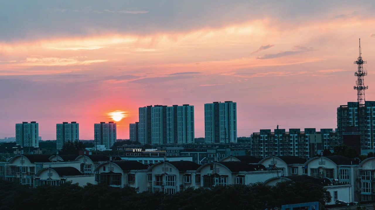 北京夏天黄昏时刻的日落延时视频素材