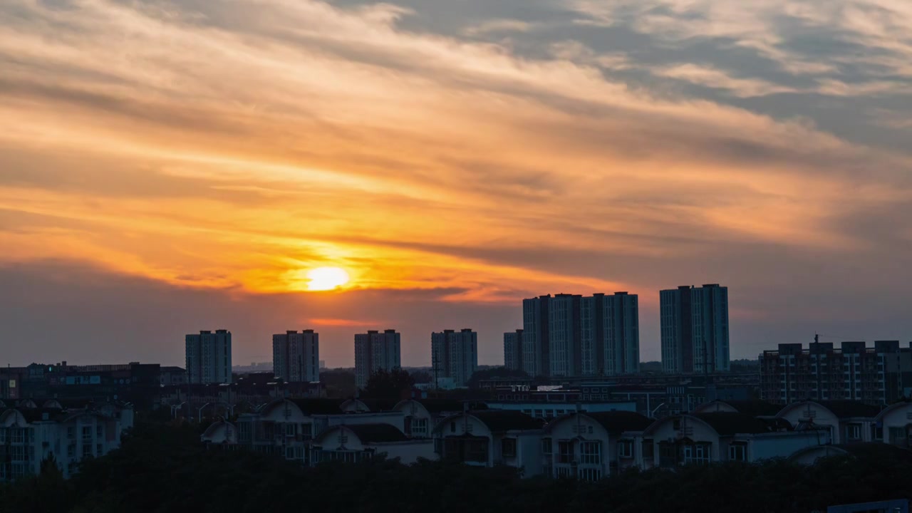 北京夏天黄昏时刻的日落延时视频下载