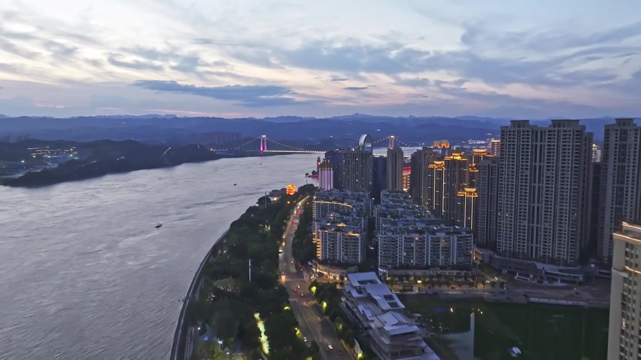 宜昌城市夜景航拍视频素材