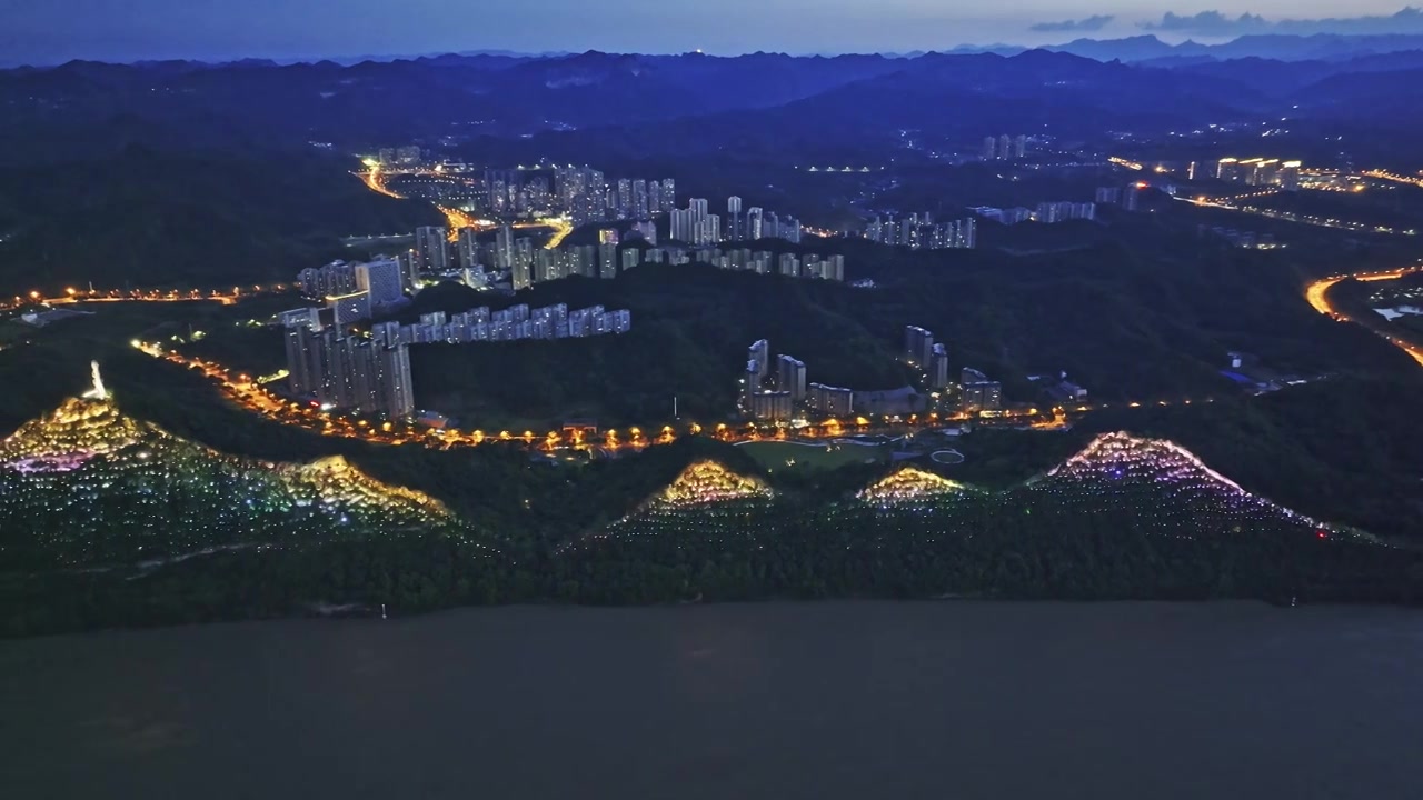 宜昌城市夜景航拍视频素材