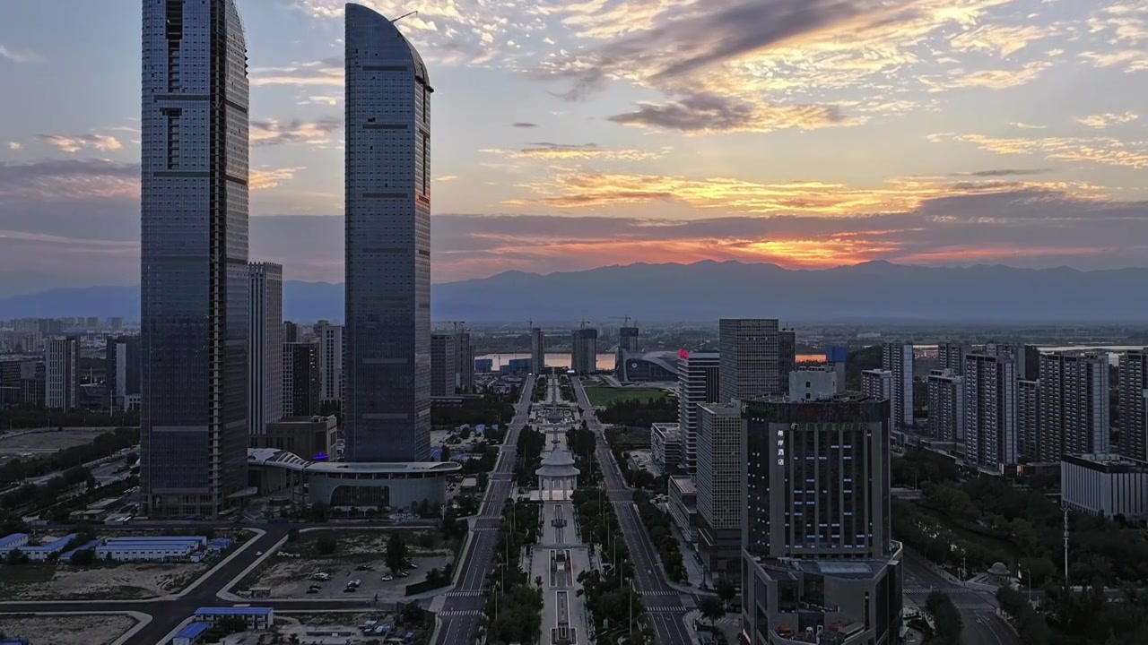 银川市中阿之轴落日景观视频素材