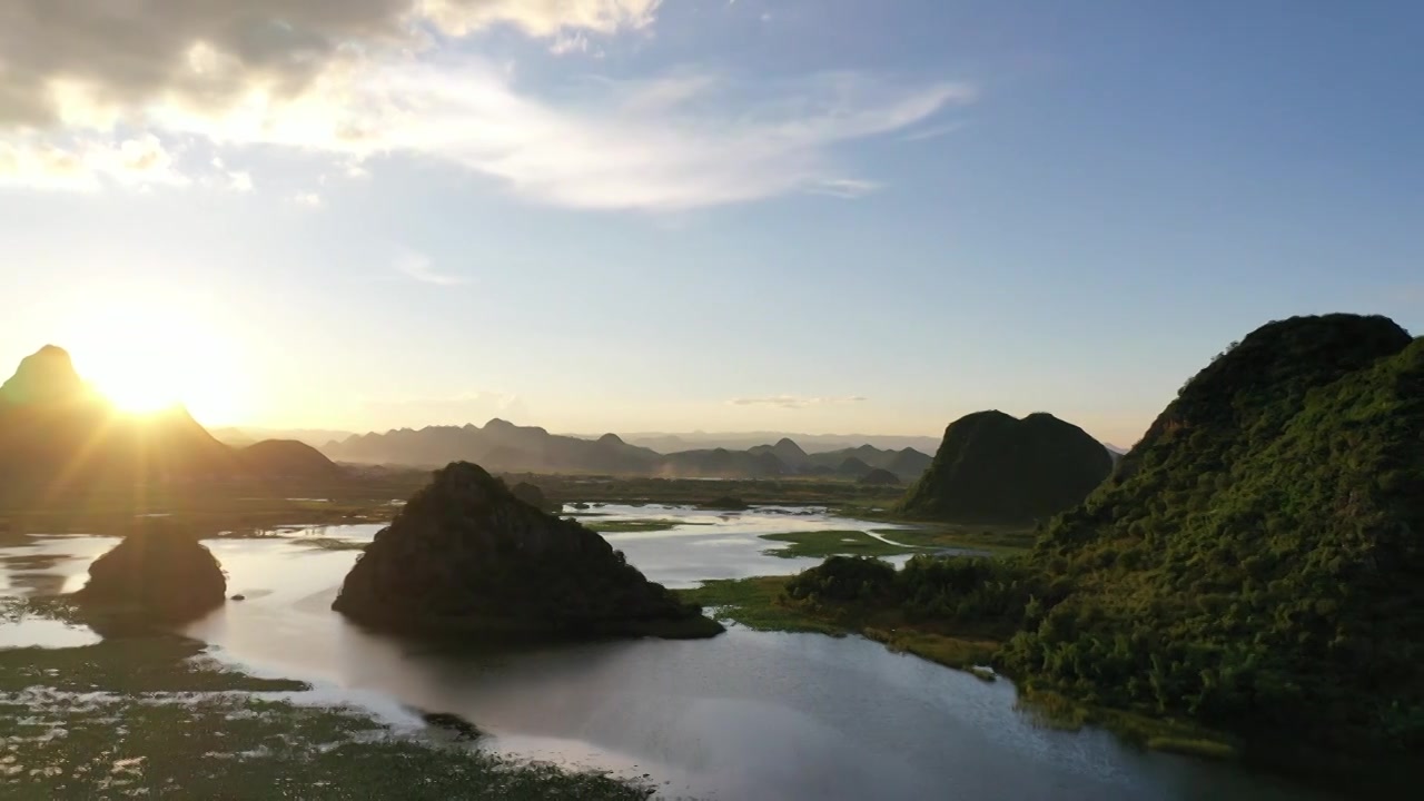 航拍4A景区云南文山普者黑美丽风光视频下载