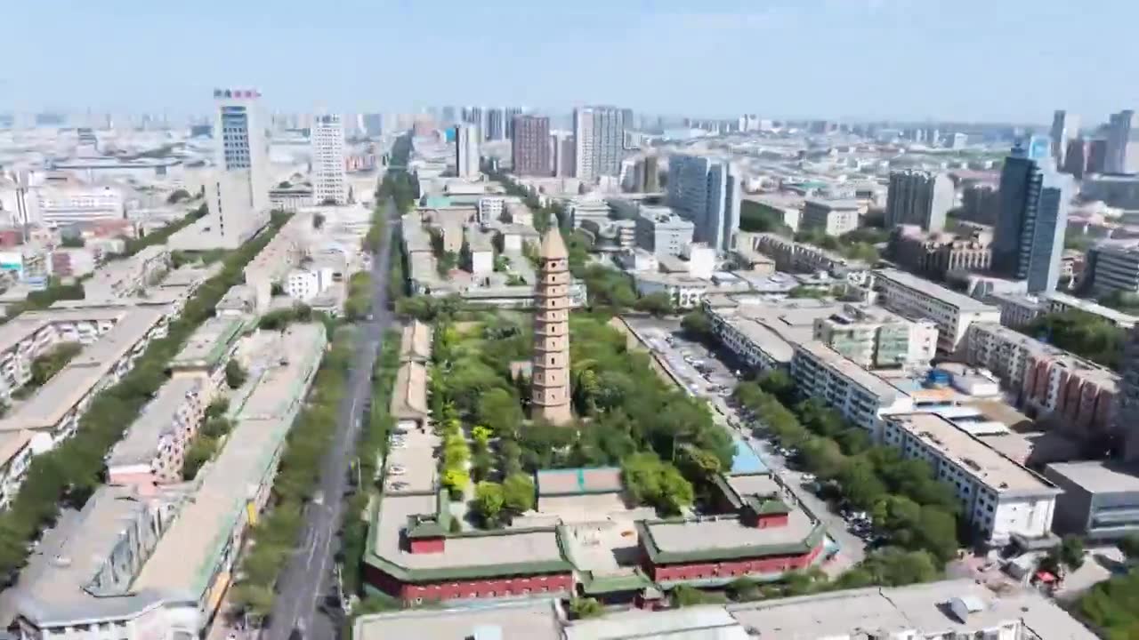 银川西塔承天寺塔环绕航拍延时视频素材