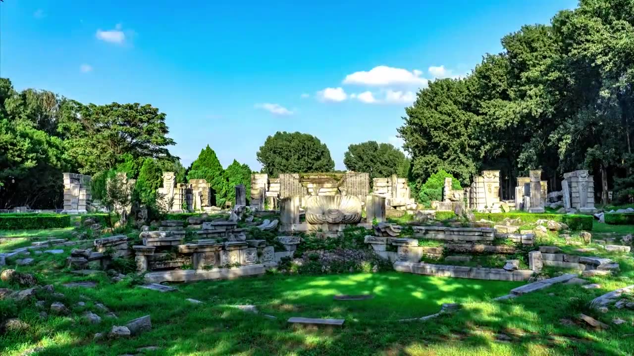 北京圆明园遗址公园世界遗产历史文化景点海晏堂夏日美景视频下载