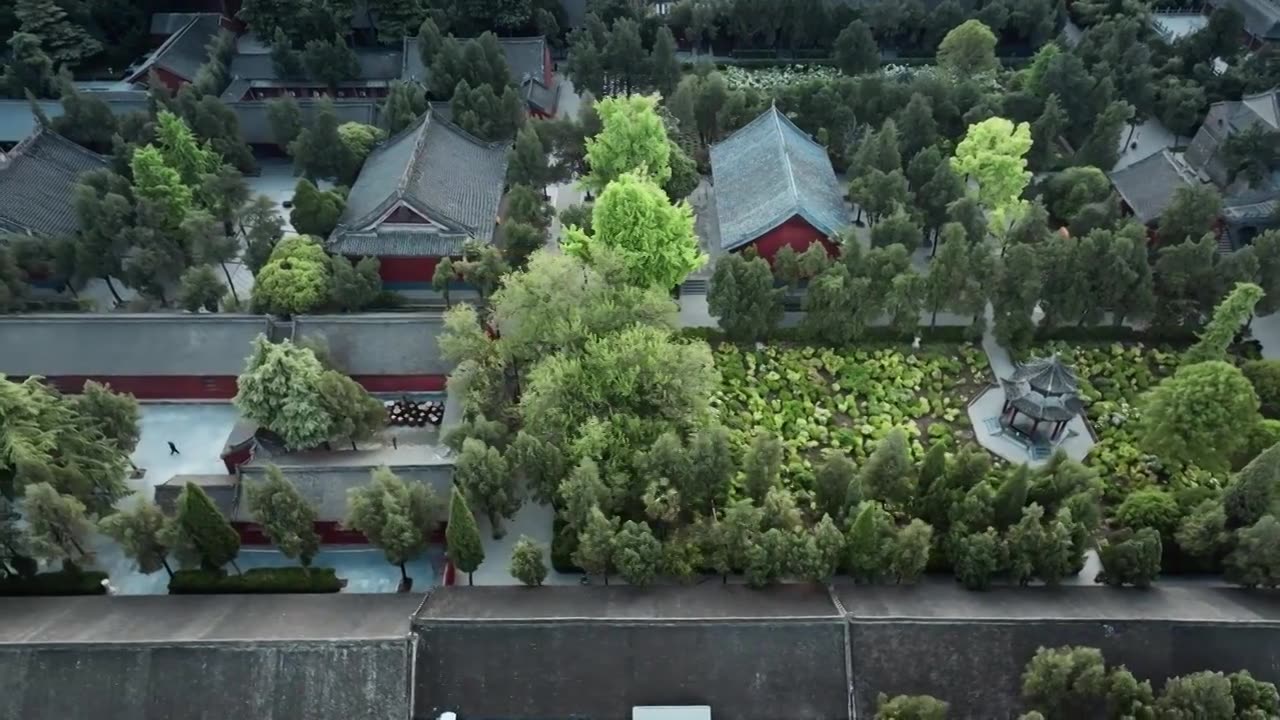 河南省洛阳市白马寺春日风光（航拍）视频下载