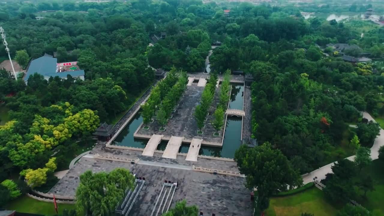 太原晋祠航拍合集视频下载