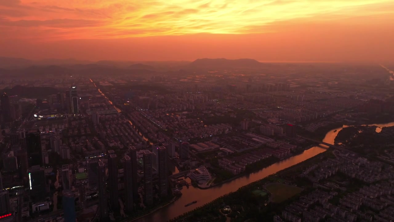 夕阳下的京杭大运河 苏州视频素材