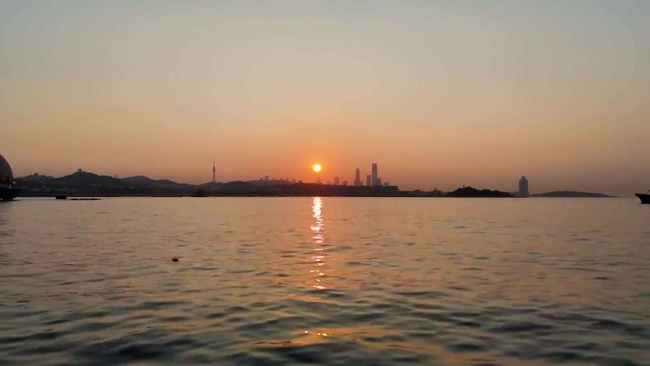 青岛栈桥日出视频素材