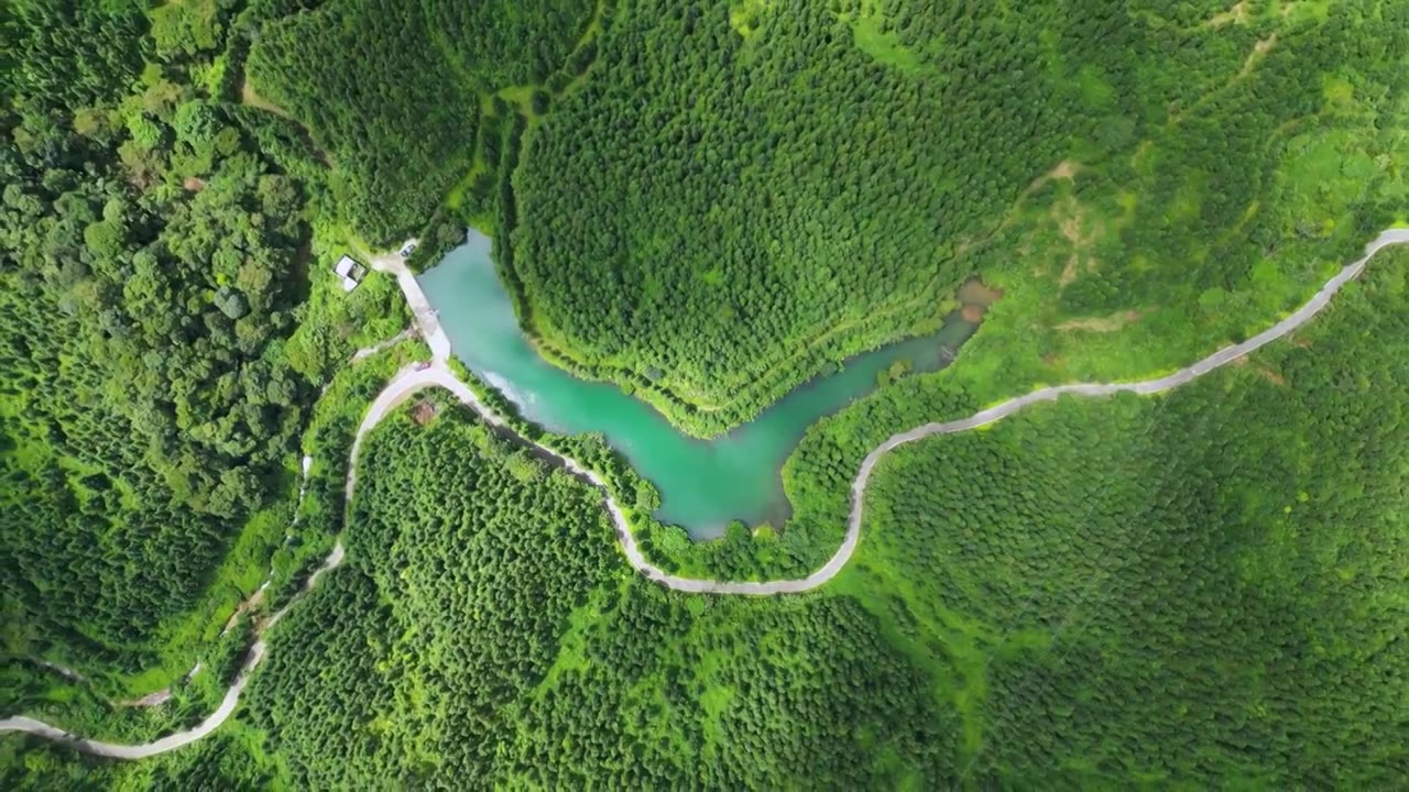 航拍清远笔架山林场根竹园水库自然风光视频下载