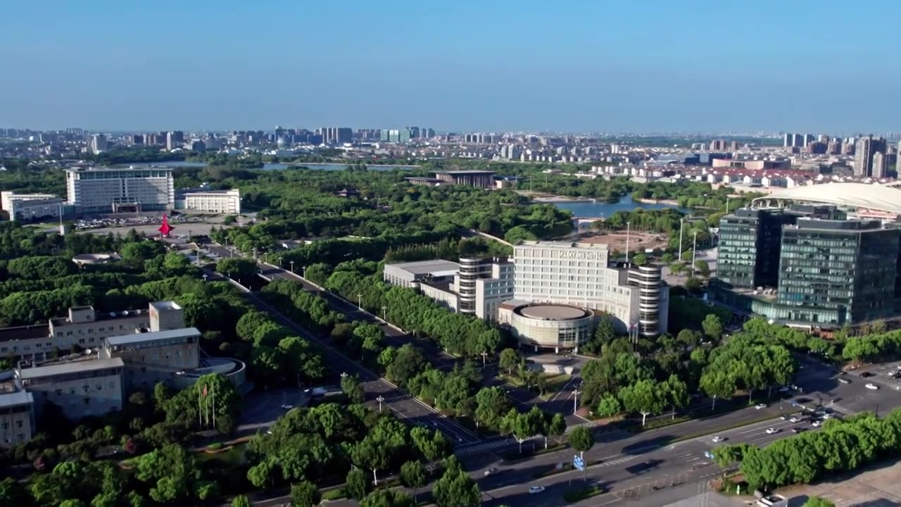 浙江嘉兴市人民政府全景视频素材