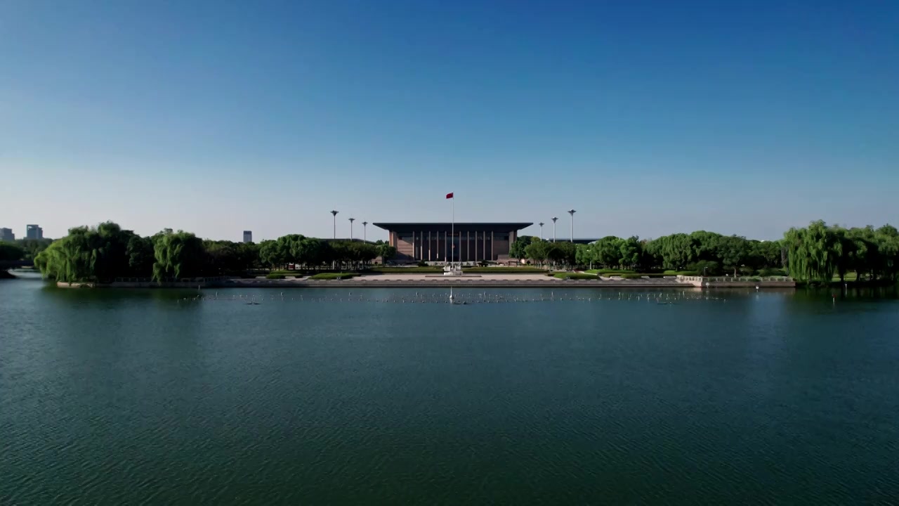 浙江嘉兴南湖革命纪念馆航拍视频下载