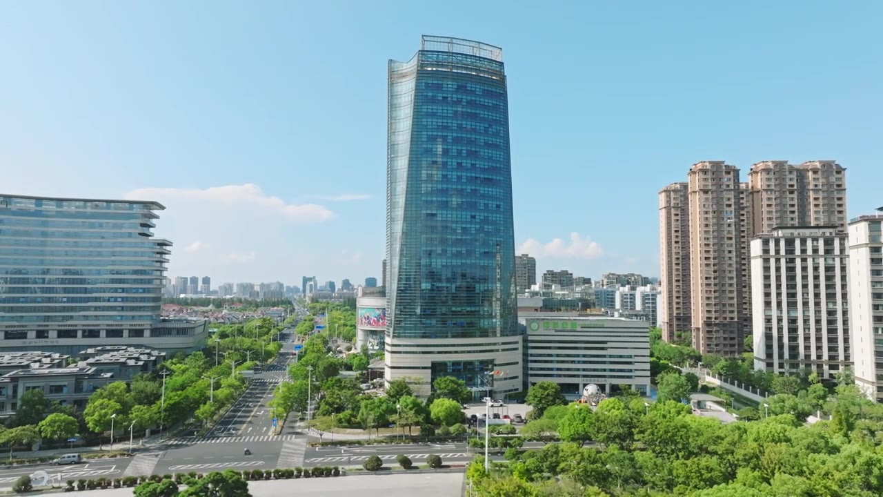 太仓国信金融大厦建筑航拍视频素材