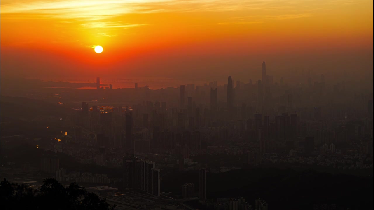 深圳城市日落延时摄影视频素材