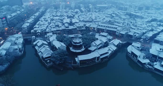 山塘街雪视频素材