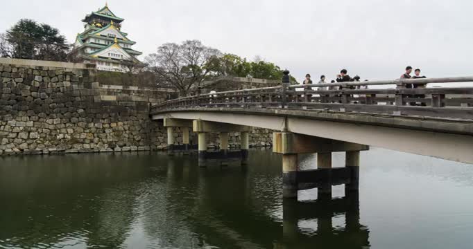 日本大阪，大阪城视频素材