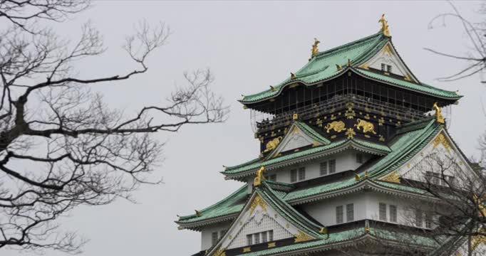 日本大阪，大阪城特写视频素材