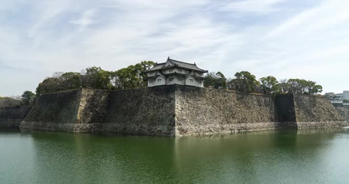 日本大阪，大阪城护城河视频素材