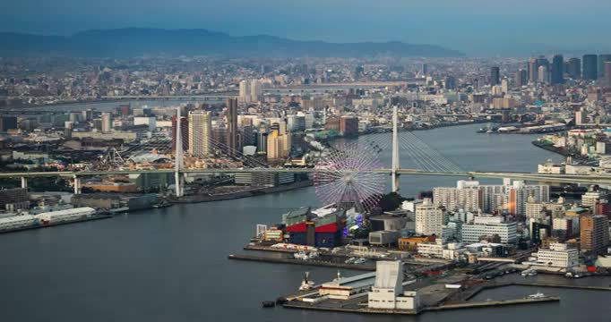 日本大阪，摩天轮视频素材