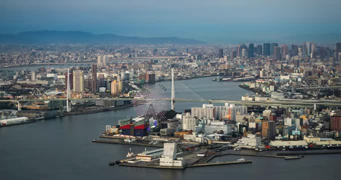 日本大阪，摩天轮视频素材