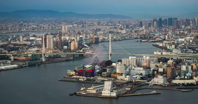 日本大阪，摩天轮视频素材