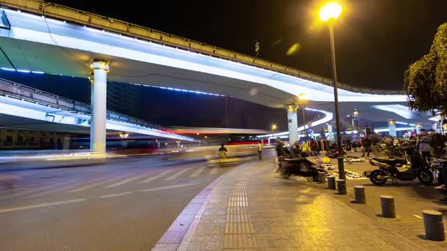 立交桥夜景车流延时视频素材