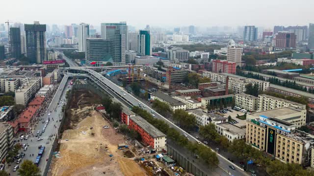 城市日转夜车流延时视频素材