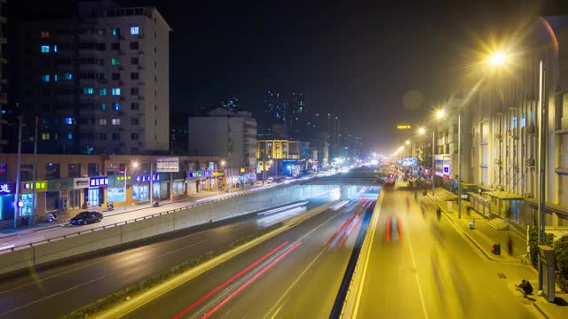 城市夜景车流延时视频素材