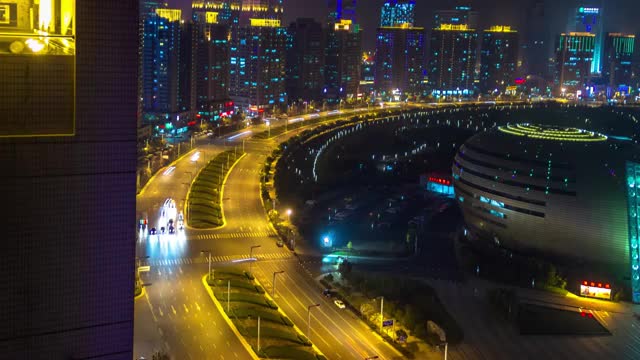 城市夜景车流延时视频素材