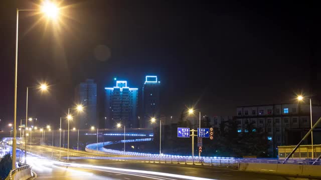 城市夜景车流延时视频素材