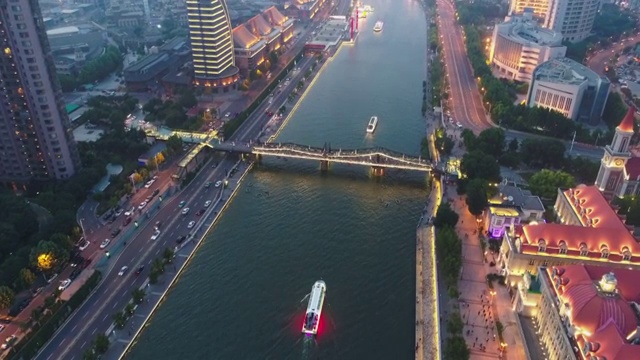 海河航拍视频素材