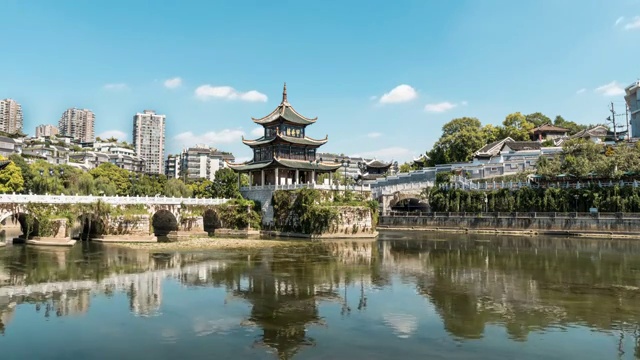 数谷贵阳地标甲秀楼 初夏延时视频下载