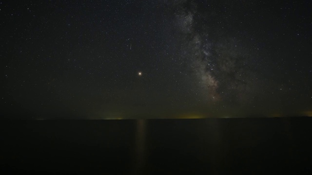 初秋中俄界湖兴凯湖银河流星视频素材