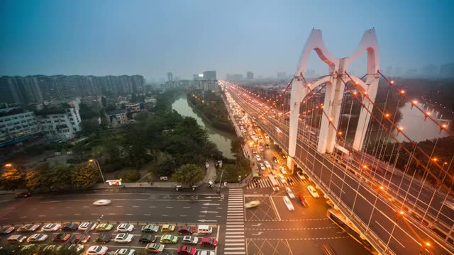 成都市双楠立交桥夜景视频素材