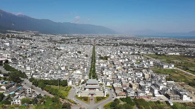 大理古城文献楼全貌航拍视频下载